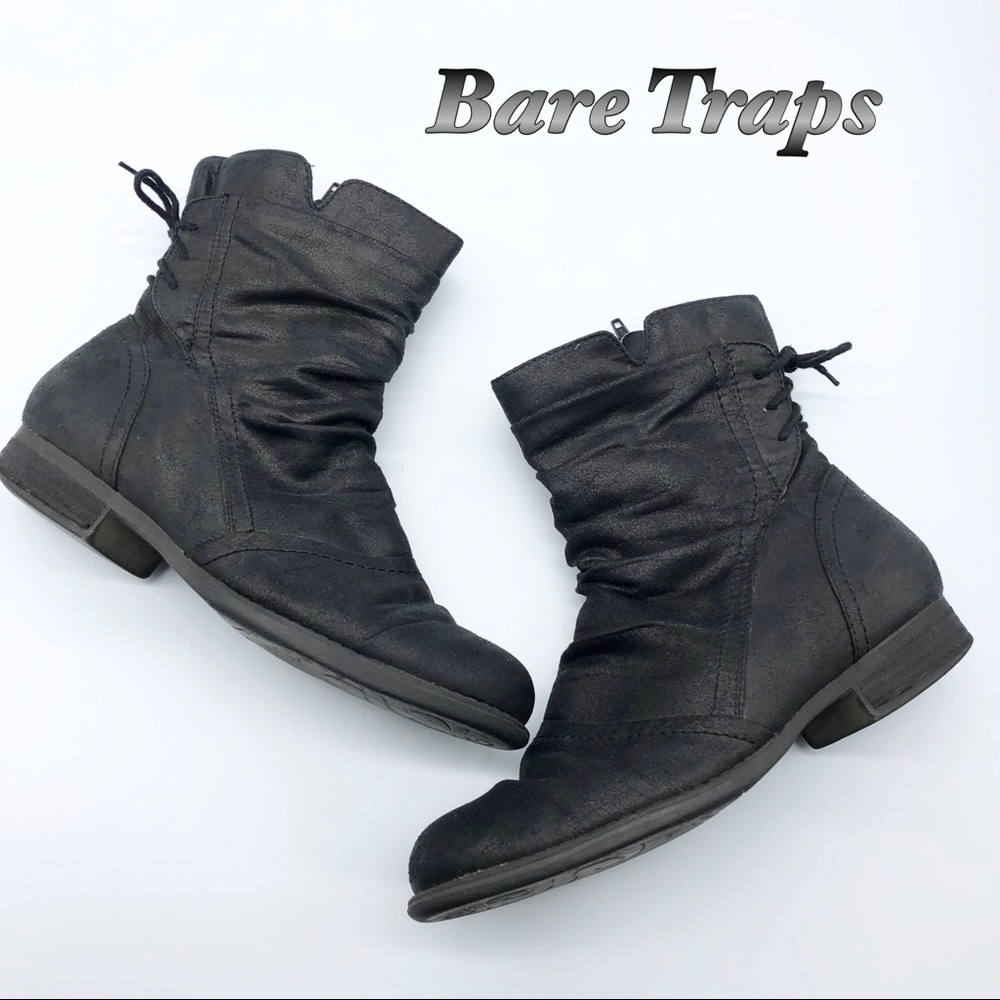 BareTraps Black Fabric Ankle Slouch Bootie 7.5